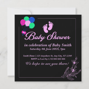 Invitación Morple Baby Girl Cute Baby Shower