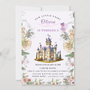 Invitación Morple Castle Fairytale tema del cumpleaños con ha