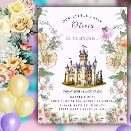 Invitación Morple Castle Fairytale tema del cumpleaños con ha