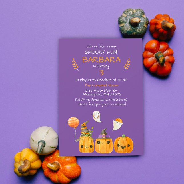 Invitación Morple Cute Halloween Tema Niños Fiesta de cumplea (Subido por el creador)