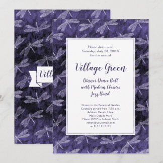 Invitación Morple Dragonflies Noche de Verano Elegante Fiesta