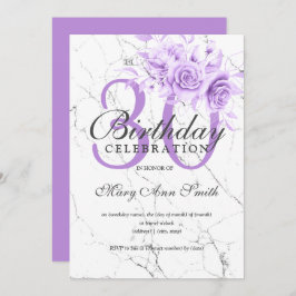 Invitación Morple Floral 30 cumpleaños Fiesta Marble