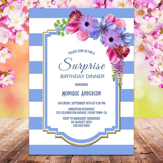 Invitación Morple Floral Surprise Cumpleaños Cena Fiesta (Subido por el creador)