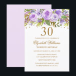 Invitación Morple Gold Floral Rosa 30 cumpleaños<br><div class="desc">Invitaciones florales más elegantes en la Pequeña Tienda Bayleigh!</div>