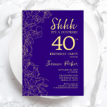 Invitación Morple Gold Surprise 40 cumpleaños<br><div class="desc">Invitación a los 40 años de Purple Gold Surprise. El diseño femenino moderno minimalista presenta acentos botánicos y tipografía. Sencilla tarjeta de invitación floral perfecta para una elegante celebración de cumpleaños sorpresa femenina.</div>