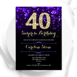 Invitación Morple Gold Surprise 40 cumpleaños