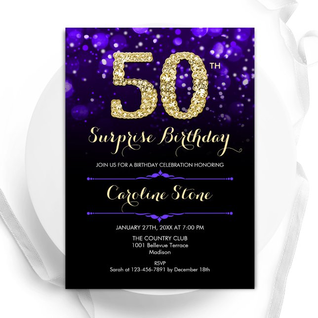 Invitación Morple Gold Surprise 50 cumpleaños (Subido por el creador)