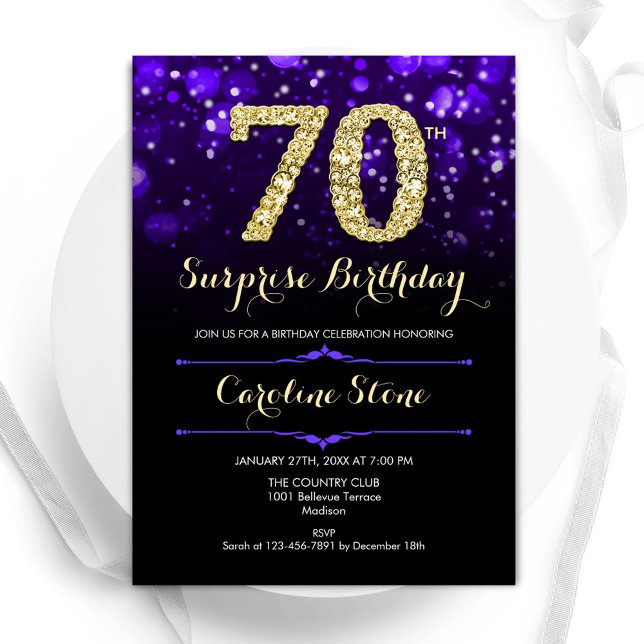 Invitación Morple Gold Surprise Cumpleaños 70 (Subido por el creador)