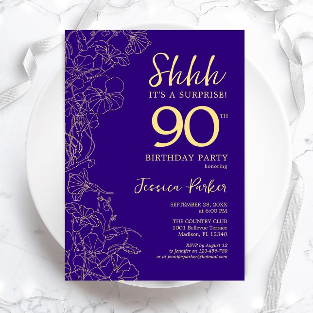 Invitación Morple Gold Surprise Cumpleaños 90 (Subido por el creador)