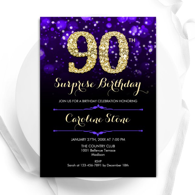 Invitación Morple Gold Surprise Cumpleaños 90 (Subido por el creador)