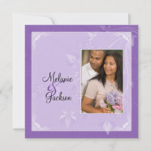 Invitación Morple Lavender Floral Swirls Photo Post Boda