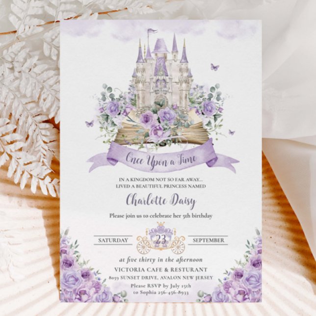 Invitación Morple Lilac Floral Princess Storybook (Subido por el creador)