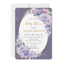 Morple Lilac Lavender Rosas Floral Baby Shower