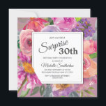 Invitación Morple Pink Floral 30 cumpleaños sorpresa<br><div class="desc">Sorpresa floral de color morado y rosa rubor 30 cumpleaños invitación a las mujeres.</div>