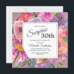 Invitación Morple Pink Floral 30 cumpleaños sorpresa<br><div class="desc">Sorpresa floral de color morado y rosa rubor 30 cumpleaños invitación a las mujeres.</div>