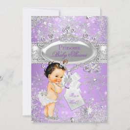 Invitación Morple Princess Winter Baby Shower Brunette