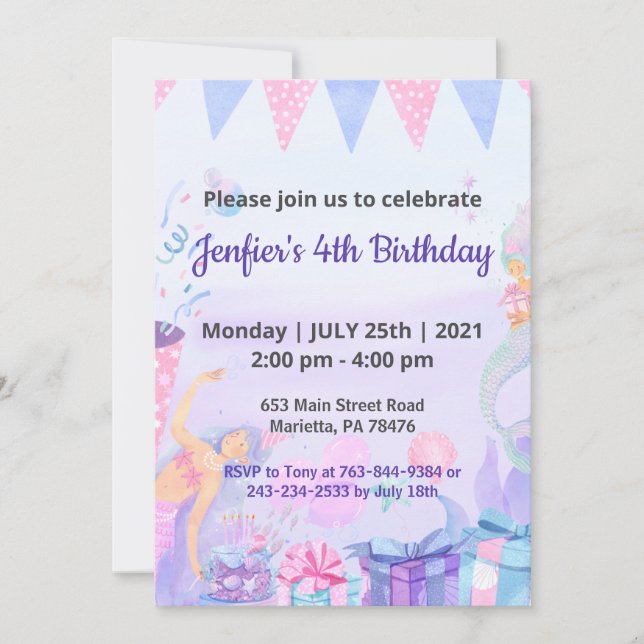 Invitación Morple Queen Baby Tema Cumpleaños (Anverso)