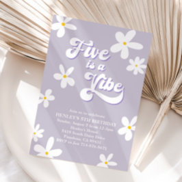 Invitación Morple Retro Daisy Five Es Un Vibe Cumpleaños