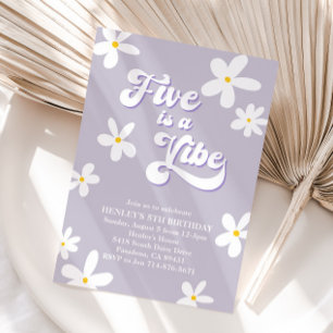 Invitación Morple Retro Daisy Five Es Un Vibe Cumpleaños