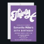 Invitación Morple Retro Groovy 30.º Fiesta de cumpleaños<br><div class="desc">Invitación a la fiesta de cumpleaños 30 de Purple Retro Groovy</div>