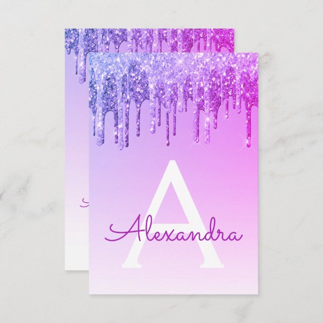 Invitación Morple Sparkle Purpurina Sweet 16 cumpleaños (Anverso / Reverso)