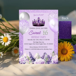 Invitación Morple Sparkle Sweet 16 Birthday Party Invitation