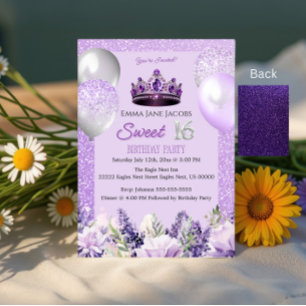 Invitación Morple Sparkle Sweet 16 Birthday Party Invitation