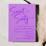Invitación Morple Sweet Sixty Minimal 60th Birthday Party<br><div class="desc">¡Esta es una invitación a la fiesta de cumpleaños número 60 Minimalista,  dulce y morado!</div>