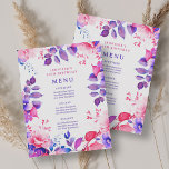 Invitación Morple Watercolor Floral 90th Birthday Menu<br><div class="desc">Celebra en estilo con nuestro Brillante y audaz menú de fiestas de cumpleaños número 90. Gira noventa con nuestro impresionante menú floral acuático en morado. ¡Pida ahora y haz que tu cumpleaños 90 sea memorable!</div>