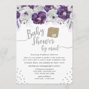 Invitación Morple Watercolor Floral Baby Shower por correo