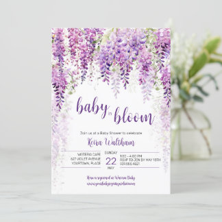 Invitación Morple Watercolor Wisteria Baby Shower