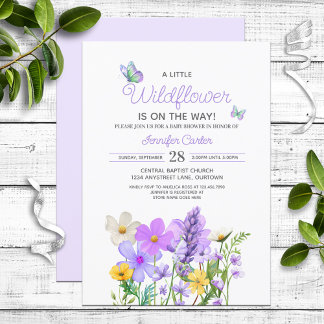 Invitación Morple Wildflowers Theme Baby Shower