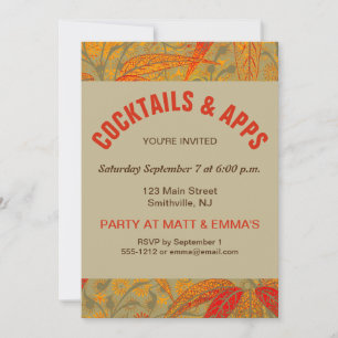 Invitación Morris & Co. Patrón de Bambú Godwin Naranja y Salv