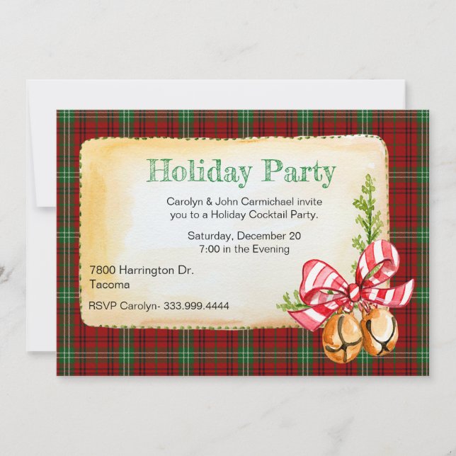 Invitación Morrison Tartan Plaid Personalizado Navidades Fies (Anverso)