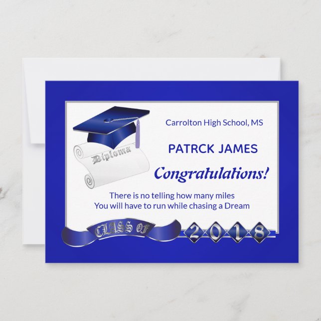 Invitación Morta y, diploma, Partido Real de Graduación Azul (Anverso)
