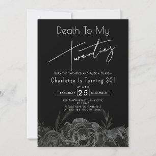 Invitación Mortalidad floral negra por mis 20 años 30