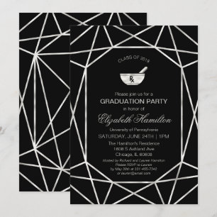 Invitación Mortar y Pestle Rx Farmacéutica Escuela Grad Fiest