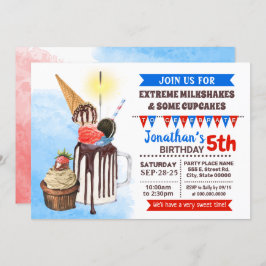 Invitación Mortero azul rojo Extreme cumpleaños