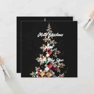 Invitación Mosaico abstracto futurista de Navidad 3D -
