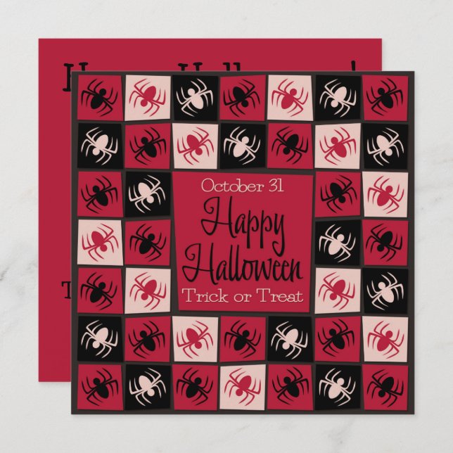 Invitación Mosaico de araña de Halloween (Anverso / Reverso)