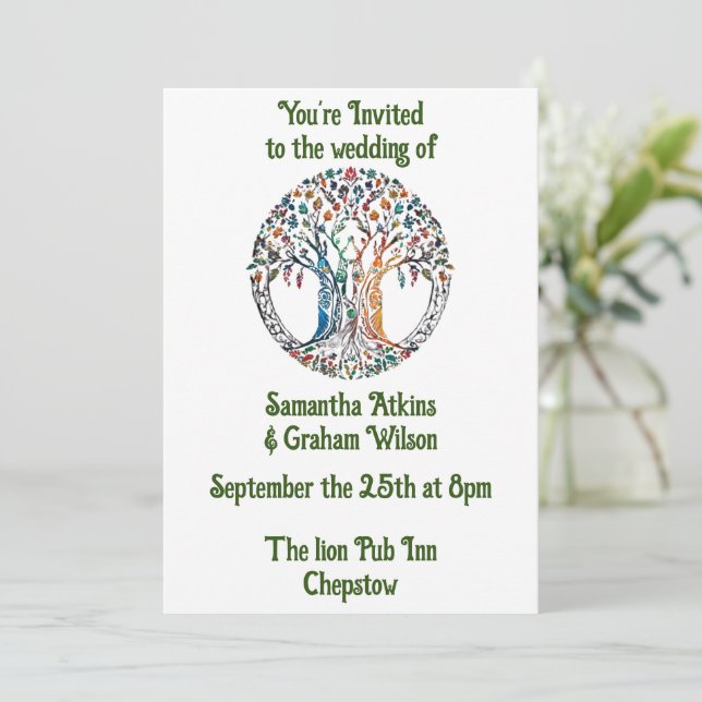 Invitación Mosaico de vidrio templado del árbol de la vida (Anverso de pie)