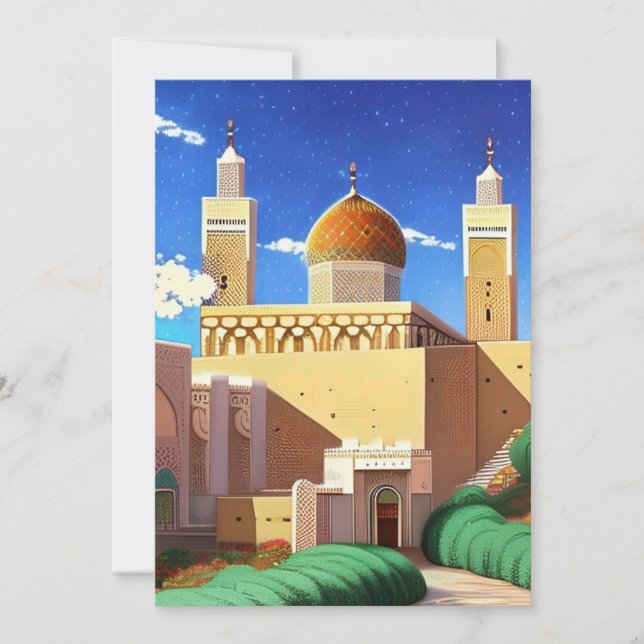 Invitación Mosaico marroquí arte moderno Eid Mubarak (Anverso)