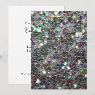 Invitación Mosaico plateado espumoso y colorido Personalizaci