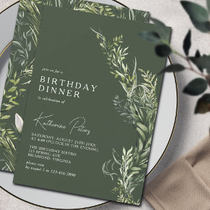 Invitación Mosaico verde oscuro del bosque Cena de cumpleañ
