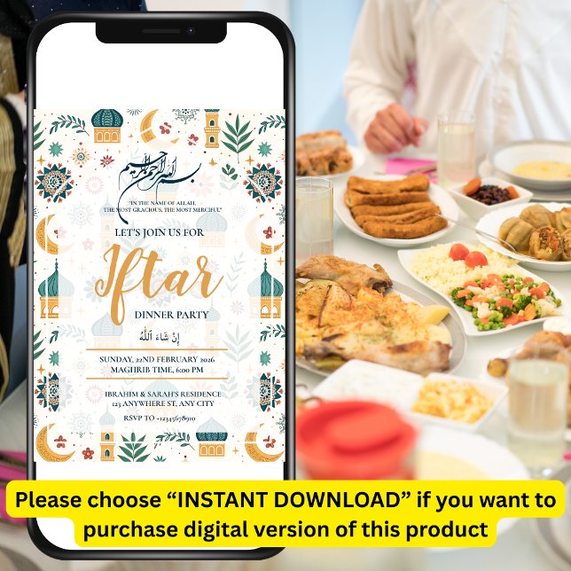 INVITACIÓN MOSQUE RAMADAN KAREEM IFTAR DINNER PARTY EDITABLE (Subido por el creador)