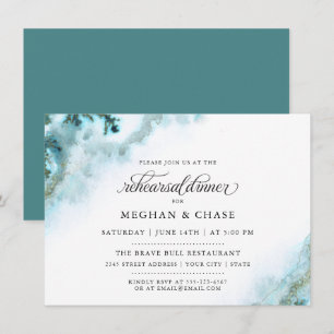 Invitación Moss acuáticos Verde azulados modernos Agate Baref