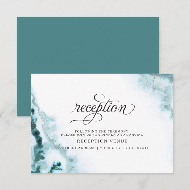 Invitación Moss acuáticos Verde azulados modernos Agate Baref (Anverso / Reverso)