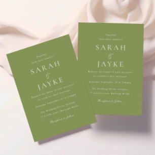 Invitación Moss Green Elegant Wedding