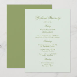 Invitación Moss Green Estate Wedding Itinerary Card