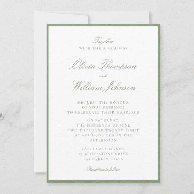 Invitación Moss Green Framed Wedding Invitation (Anverso)